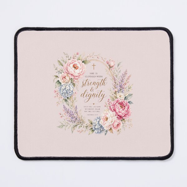 Item preview, She Is Clothed With Strength and Dignity Sticker | Proverbs 31:25 | Feminine Christian Floral Design designed and sold by AnyseDesign.