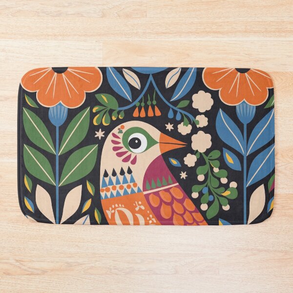 Item preview, Colorful Botanical Folk Bird Print | Scandinavian Floral Bird Wall Art designed and sold by Filora Atelier | Bird Art.