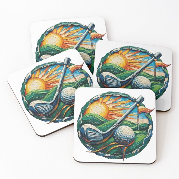 Item preview, National Golf Day Golf Ball and Club Colorful Acrylic Pour Palette Knife Art designed and sold by GymTanLaundry.