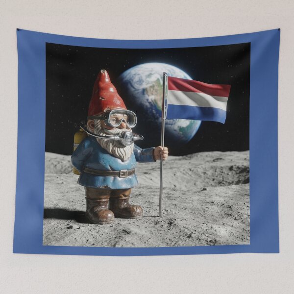 Item preview, Lunar Gnome Plants the Flag of the Netherlands designed and sold by Tridentulus.