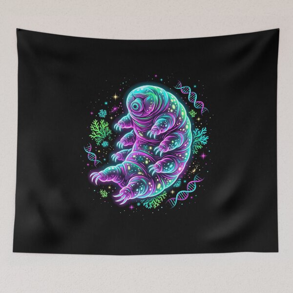 Item preview, Neon Cosmic Tardigrade | Glowing Space Water Bear Biology Art designed and sold by PiotrT.