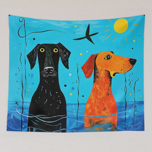 Item preview, "Aquatic Duo of Joy" -  Surreal Colourful Dogs designed and sold by Artekinium.