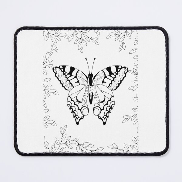 Item preview, Vintage Butterfly Sketch - Black and White Floral Frame Art designed and sold by PixelVibe Art.