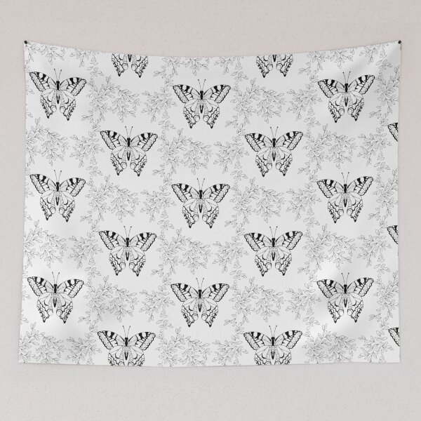 Item preview, Vintage Butterfly Sketch - Black and White Floral Frame Art designed and sold by PixelVibe Art.