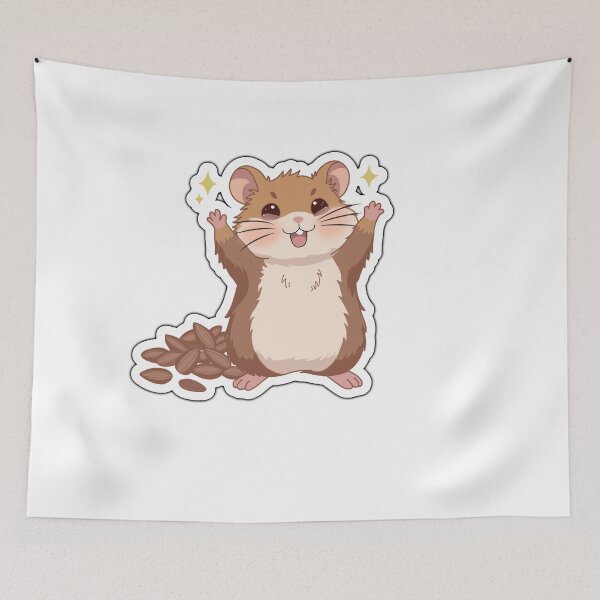 Item preview, Cute Happy Hamster Sticker – Kawaii Hamster with Seeds designed and sold by pn_terest.