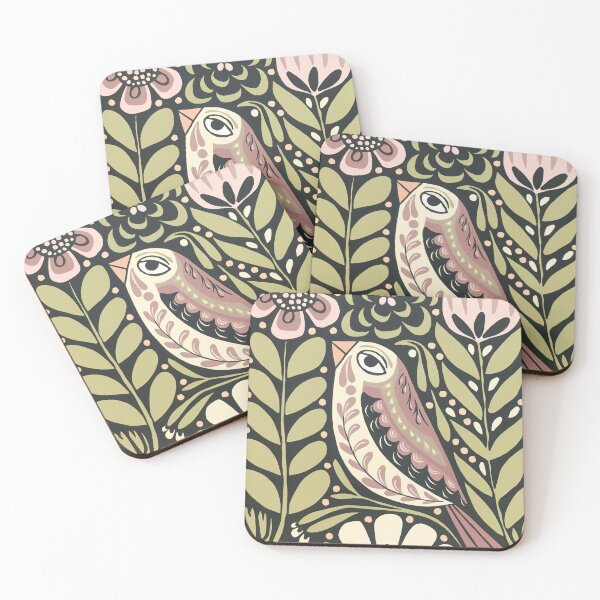 Item preview, Folk Bird Wall Art | Soft Botanical Bird Print with Floral Details designed and sold by Filora Atelier | Bird Art.