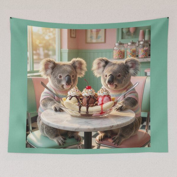 Item preview, Adorable Koalas Share a Banana Split designed and sold by Tridentulus.