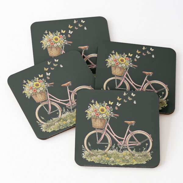 Item preview, Vintage Pink Bicycle Butterfly Wildflower Garden Art designed and sold by Lunevalleyart.
