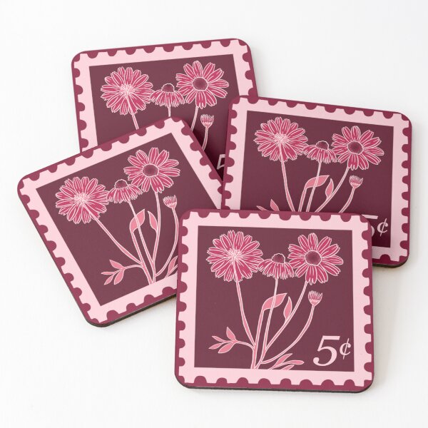 Item preview, Floral Stamp Sticker Red and Pink designed and sold by Pinecone Place.