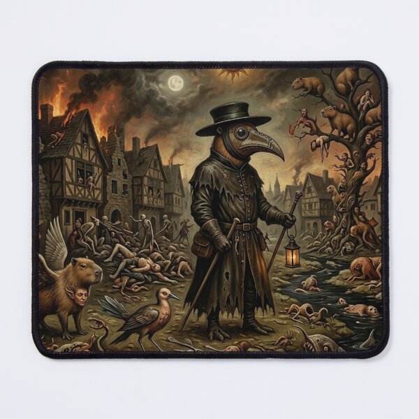 Item preview, The Garden of Earthly Capybaras: Plague Doctor Surrealism designed and sold by FatalMiaoooo.