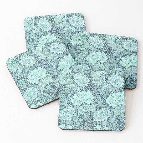 Item preview, Aqua Chrysanthemum Damask William Morris designed and sold by Glimmersmith.