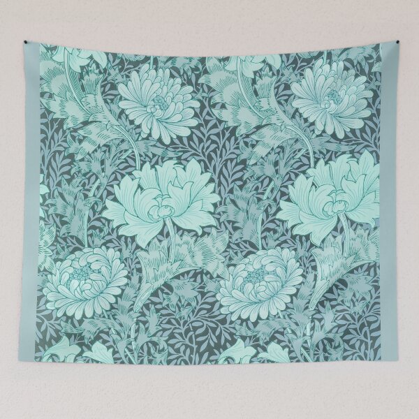 Item preview, Aqua Chrysanthemum Damask William Morris designed and sold by Glimmersmith.