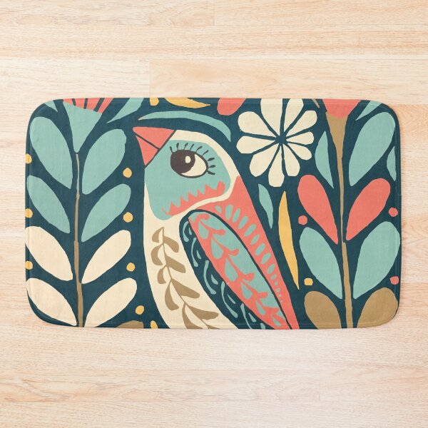 Aperçu de l'œuvre Affiche d'oiseau folklorique botanique | Oiseau décoratif scandinave créée et vendue par Filora Atelier | Bird Art.