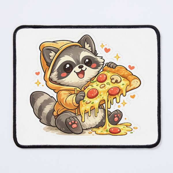 Item preview, Cute Raccoon Pizza Sticker – Kawaii Food Lover Design designed and sold by ZYNORAworld.