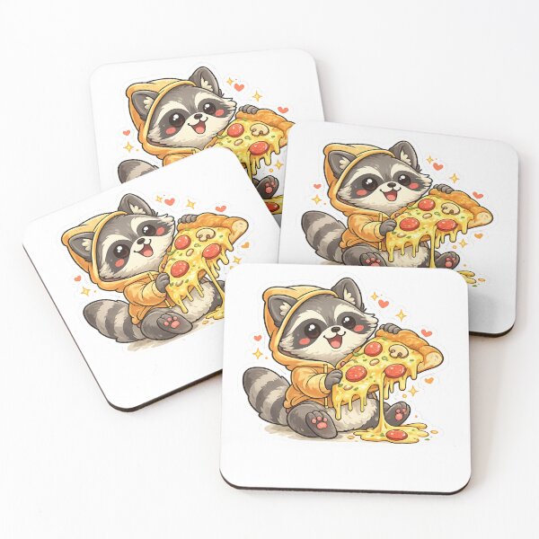 Item preview, Cute Raccoon Pizza Sticker – Kawaii Food Lover Design designed and sold by ZYNORAworld.