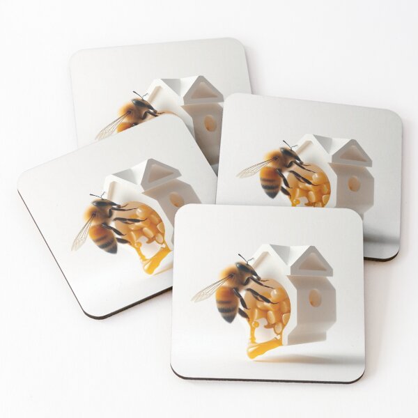 Item preview, Minimal Honey Bee House Design | Sweet Nature Aesthetic Art | Modern Bee Illustration designed and sold by LatestDesign95.
