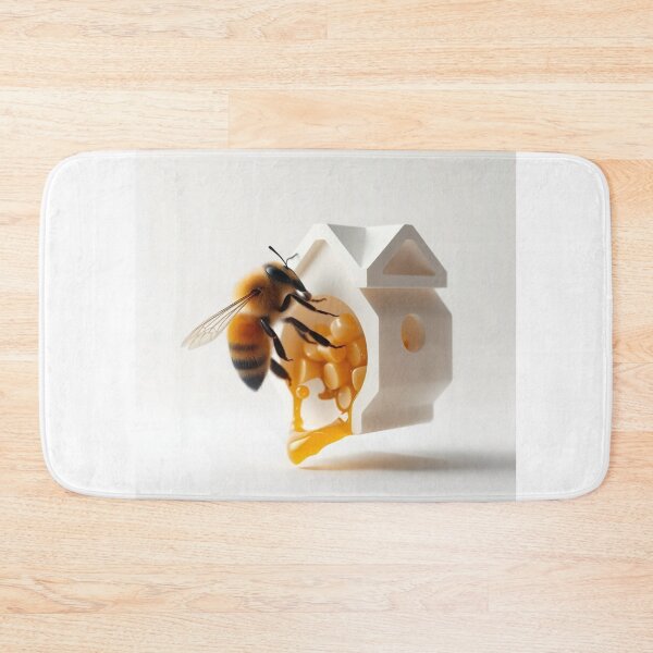 Item preview, Minimal Honey Bee House Design | Sweet Nature Aesthetic Art | Modern Bee Illustration designed and sold by LatestDesign95.