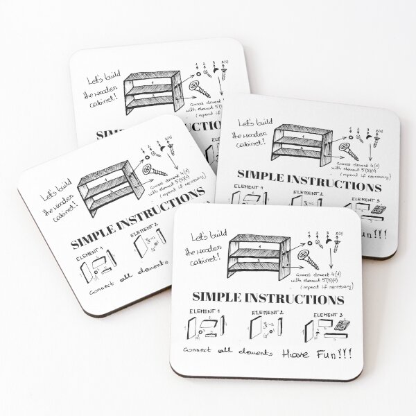 Item preview, Simple Instructions Funny Ironic Hand - Drawn Ink Art designed and sold by Vesivariart.