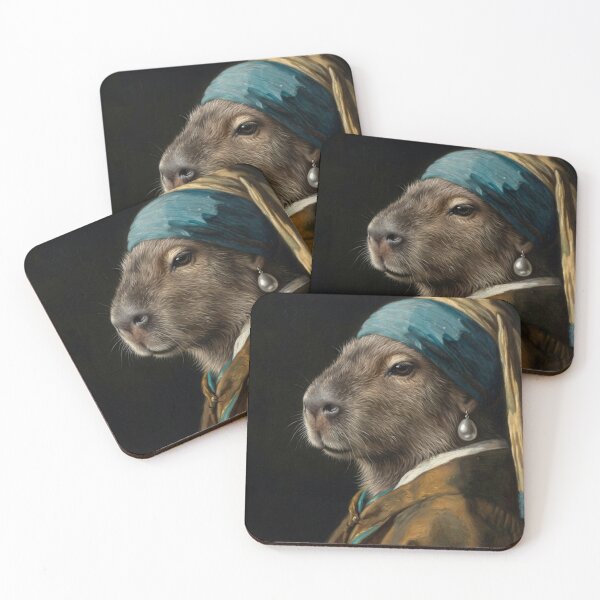 Item preview, Capybara with a Pearl Earring: Renaissance Art Parody designed and sold by FatalMiaoooo.