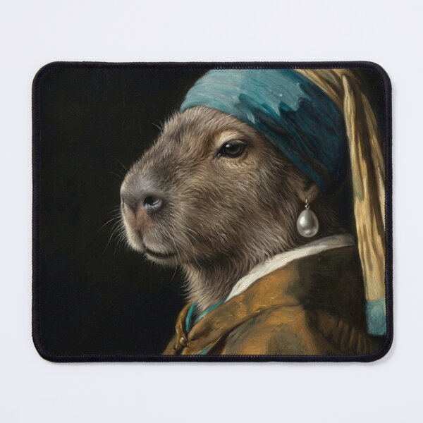 Item preview, Capybara with a Pearl Earring: Renaissance Art Parody designed and sold by FatalMiaoooo.