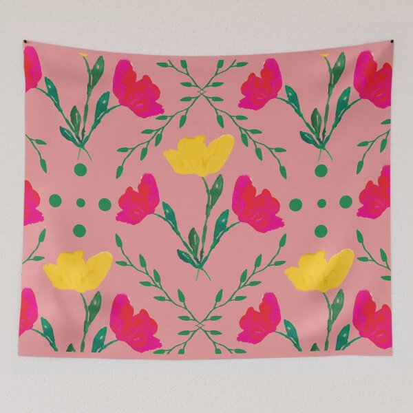 Item preview, Pink version of Vibrant spring pattern with tulips  designed and sold by studiodrchicken.