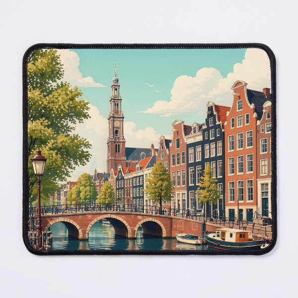 Item preview, Amsterdam Netherlands Travel - Vintage Classic Canal Art designed and sold by LumePrint.