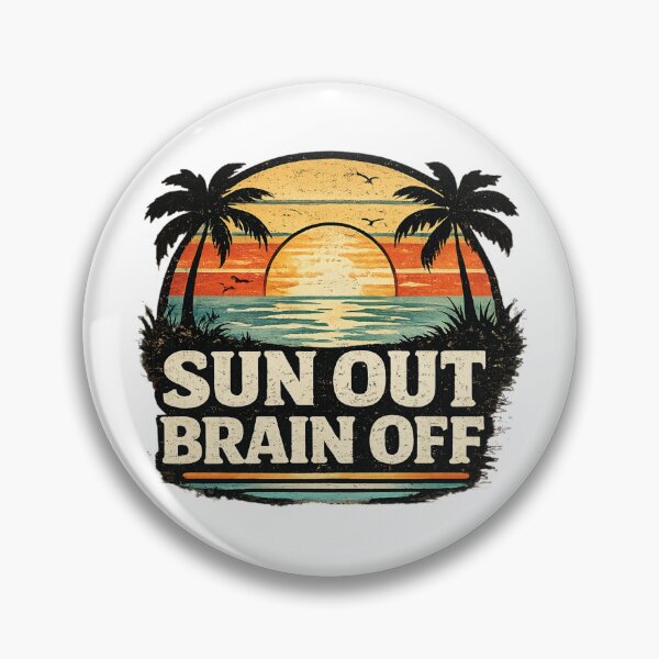Item preview, Sun Out Brain Off  Vintage Beach Sunset  designed and sold by CozyRetirementGifts.
