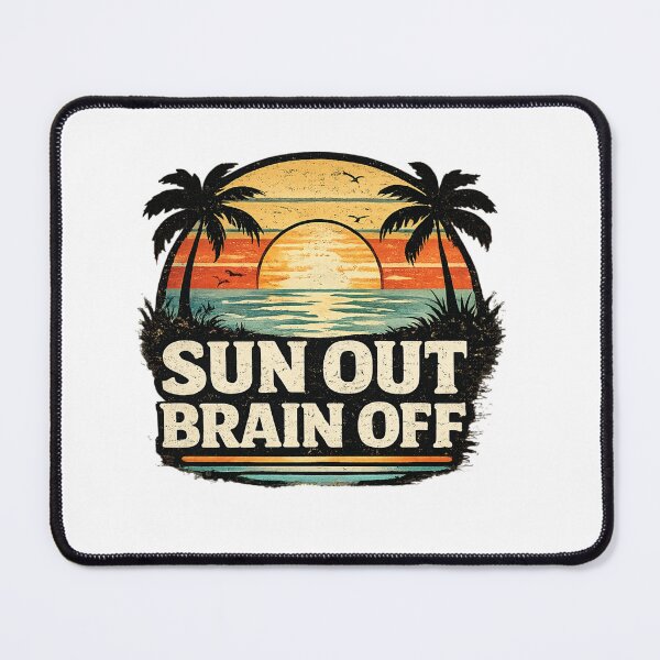 Item preview, Sun Out Brain Off  Vintage Beach Sunset  designed and sold by CozyRetirementGifts.