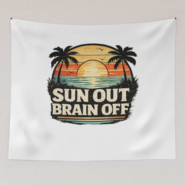 Item preview, Sun Out Brain Off  Vintage Beach Sunset  designed and sold by CozyRetirementGifts.