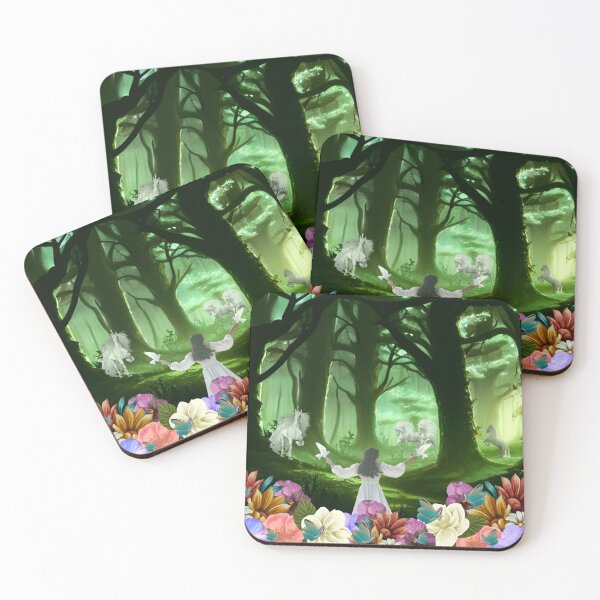 Item preview, Magical forest princess with unicorns and doves designed and sold by Lovemountain.