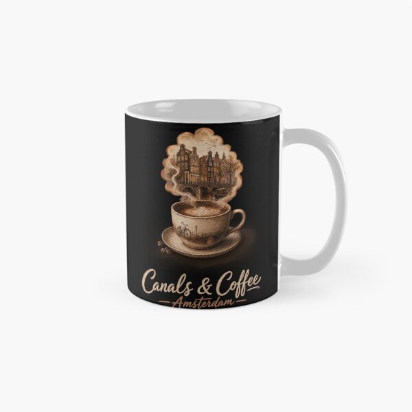 Item preview, Canals & Coffee Amsterdam — Vintage Dutch Canal Houses Latte Art Travel Design designed and sold by Balasan.