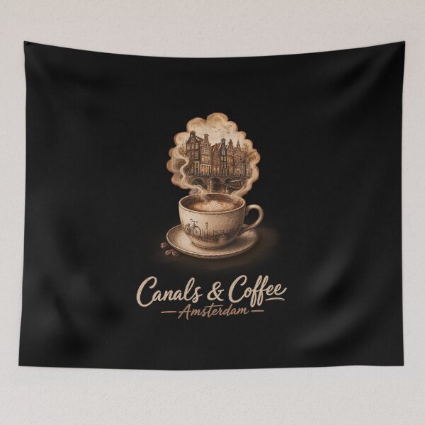 Item preview, Canals & Coffee Amsterdam — Vintage Dutch Canal Houses Latte Art Travel Design designed and sold by Balasan.