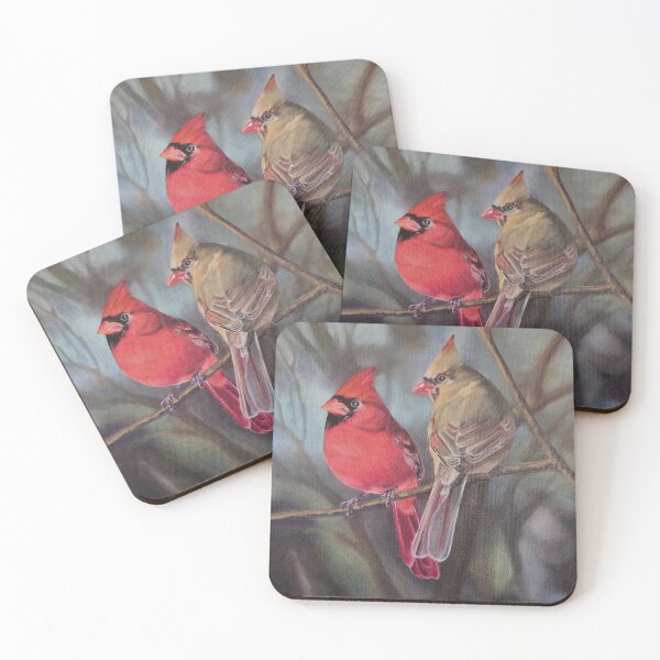 Item preview, Aligned - Northern Cardinal pair painting designed and sold by Emily Bickell.