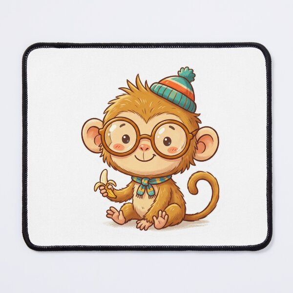 Item preview, Cute Baby Monkey With Glasses And Winter Hat designed and sold by Hafcishop.