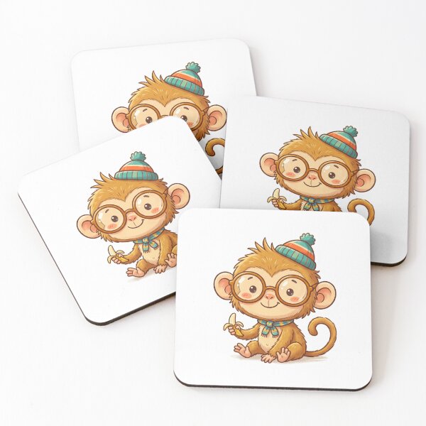 Item preview, Cute Baby Monkey With Glasses And Winter Hat designed and sold by Hafcishop.
