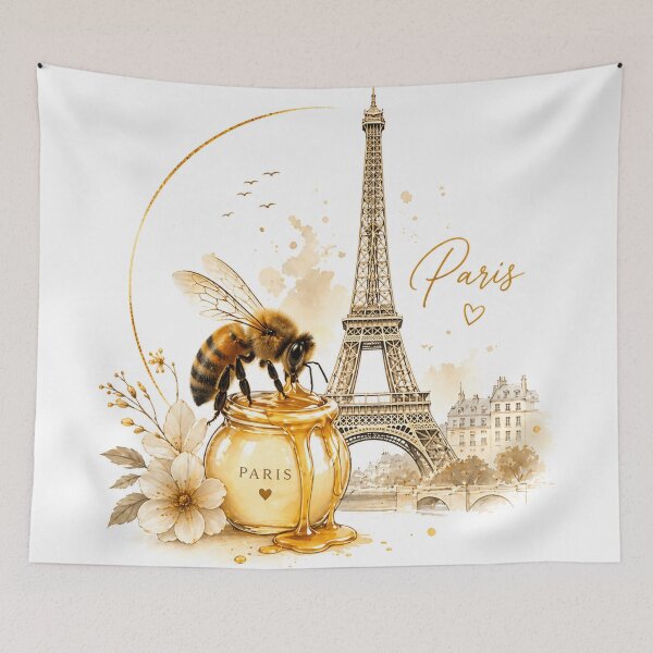 Item preview, Paris Honey Bee Aesthetic Design | Eiffel Tower Romantic Art | Sweet Minimal Nature Illustration designed and sold by LatestDesign95.