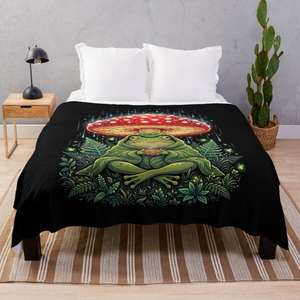 Item preview, Introverted Frog Drinking Tea | Dark Cottagecore Mushroom Art designed and sold by PiotrT.