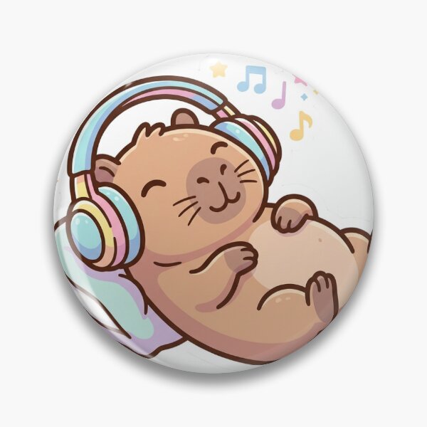 Item preview, Chill Capybara Listening to Music with Headphones designed and sold by LambeLab.