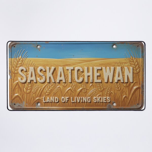 Item preview, Saskatchewan Vintage Colorful License Plate Art designed and sold by The Souvenir Dept..