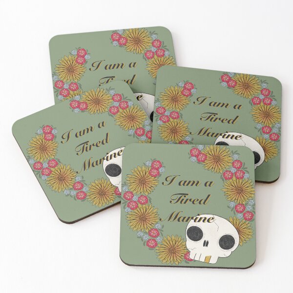 Item preview, I Am A Tired in Ring of Marigolds - Black Text designed and sold by OohRahOriginals.