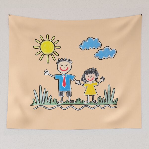 Item preview, Child’s Crayon Drawing Family Art designed and sold by PriyaMagic.