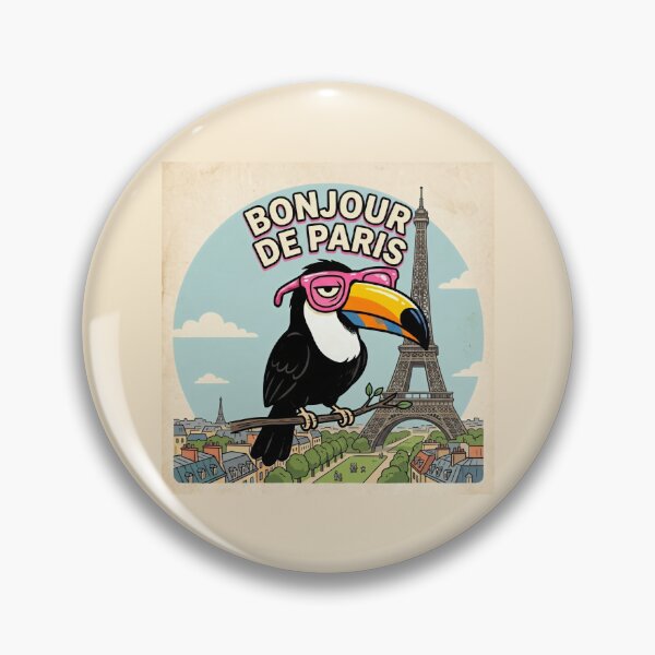 Item preview, Bonjour De Paris Toucan Travel Illustration French Souvenir designed and sold by SplashTastic.
