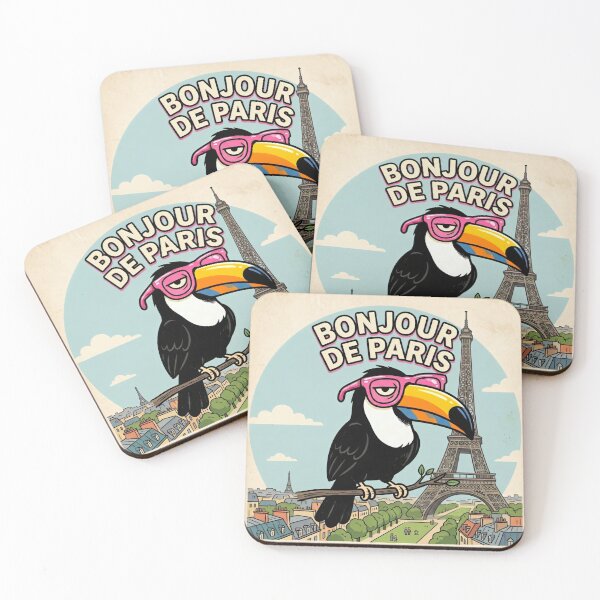 Item preview, Bonjour De Paris Toucan Travel Illustration French Souvenir designed and sold by SplashTastic.