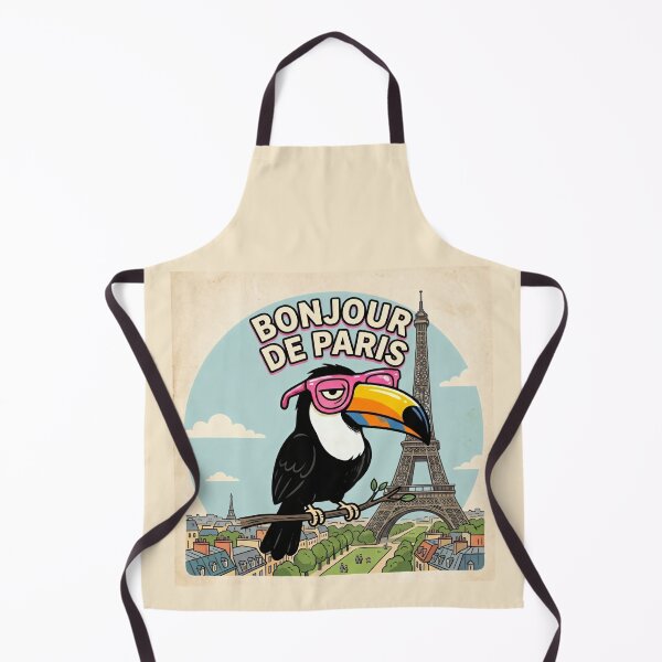 Item preview, Bonjour De Paris Toucan Travel Illustration French Souvenir designed and sold by SplashTastic.
