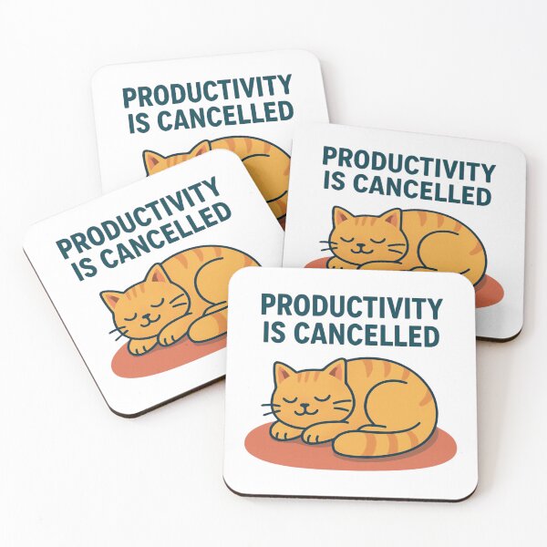 Item preview, Productivity Is Cancelled Cute Cat Meme designed and sold by Snacky Paws.