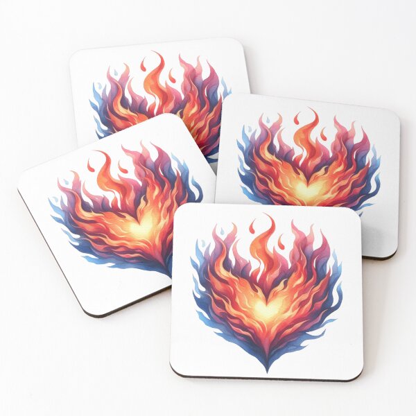 Item preview, Flaming Heart Watercolor Vibrant Fire and Passion Spirit Art designed and sold by VineVibe16Studio.