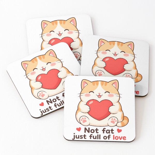 Item preview, Not Fat Just Full of Love Chubby Cat Funny Quote Cat Lover Gift designed and sold by Martin's_Design.