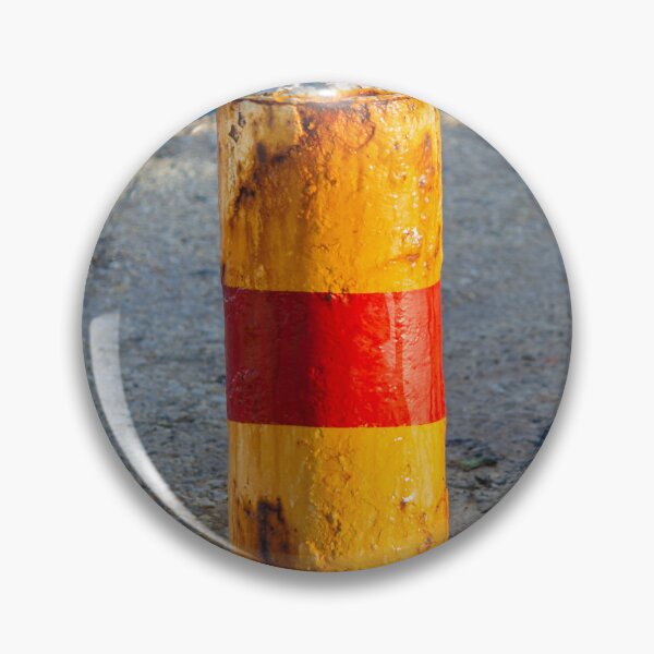 Item preview, Rusty Yellow and Red Bollard on Sunny Harbor Pier With Blue Sea and Weathered Texture designed and sold by Nmallia.