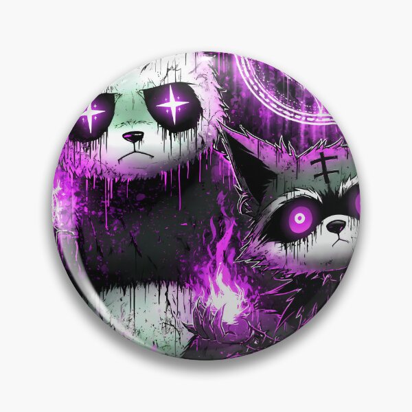 Item preview, Occult Panda Raccoon Dark Gothic Glitch Art with Purple Flames and Pentagram designed and sold by DonaldWaltersxx.