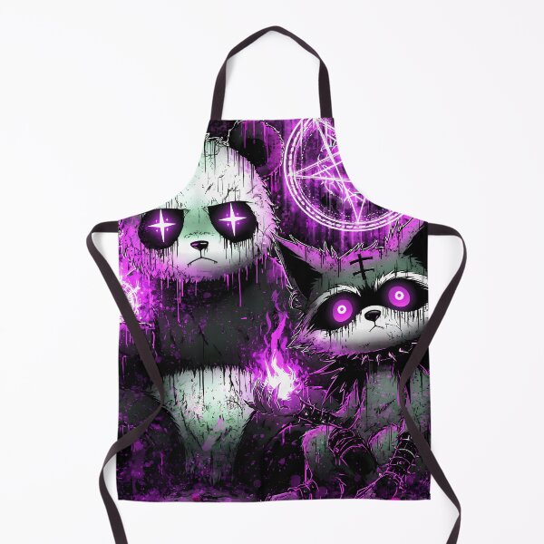 Item preview, Occult Panda Raccoon Dark Gothic Glitch Art with Purple Flames and Pentagram designed and sold by DonaldWaltersxx.